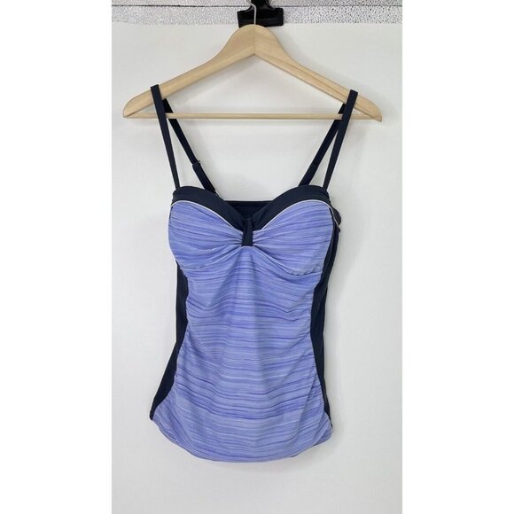 Free Country Blue Gray Bathing‎ Suit Top Molded Cups Wired Ruched Size M (8/10) - Picture 1 of 10